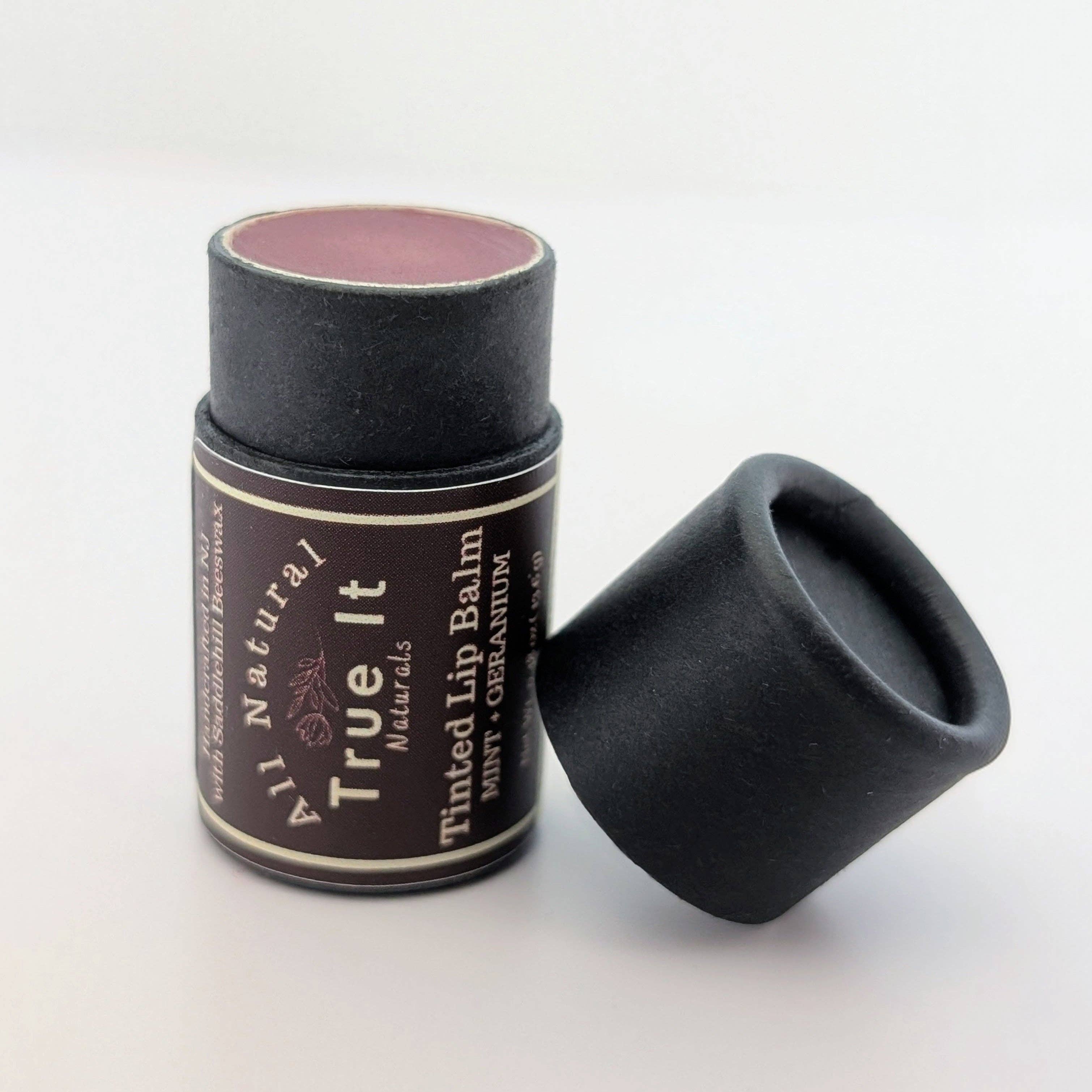 Naturally Tinted Geranium and Mint Lip Balm | Beeswax Tinted Lip Balm Tube