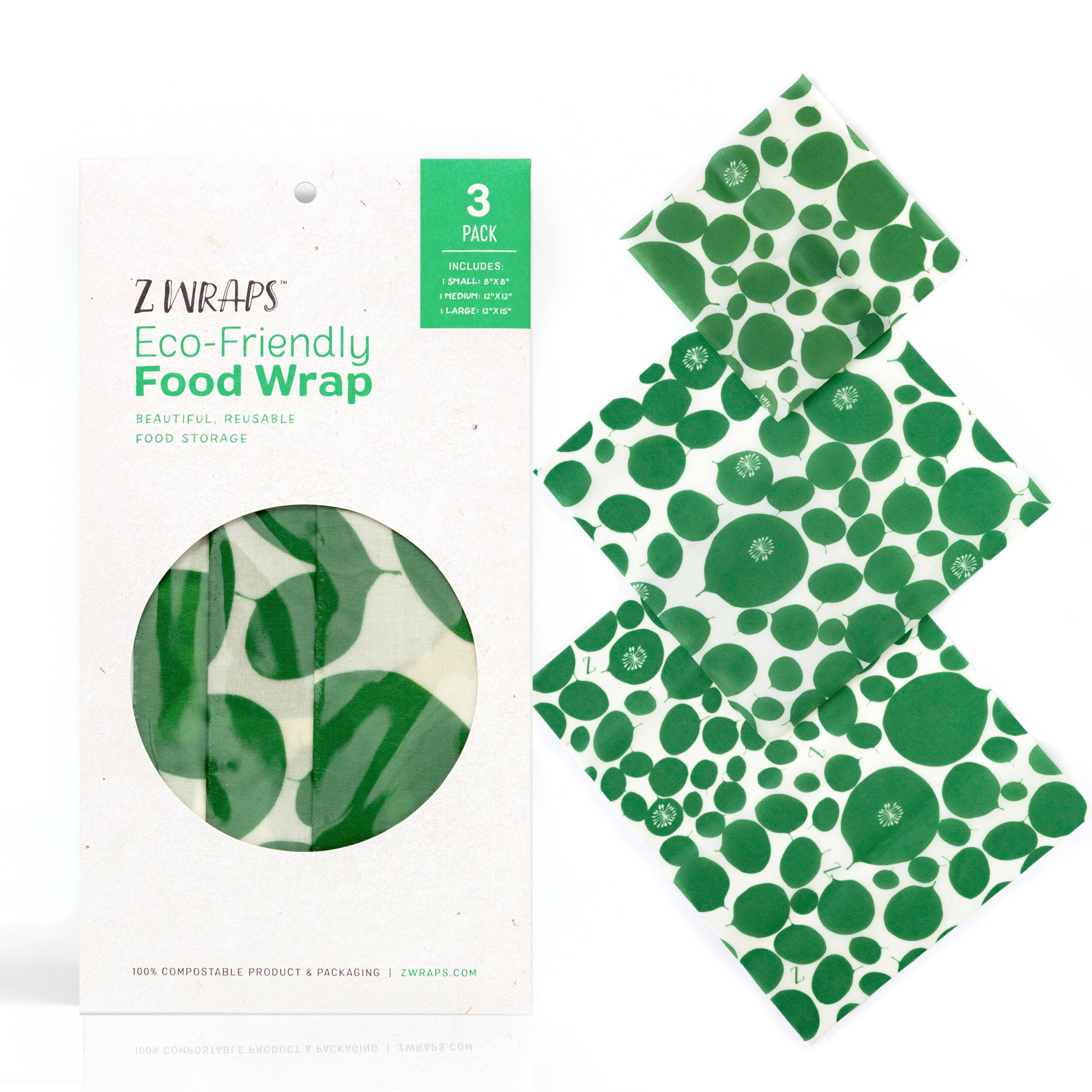 Z Wraps 3-pack Reusable Beeswax Food Wrap, 1 Design-S,M,L: Bell