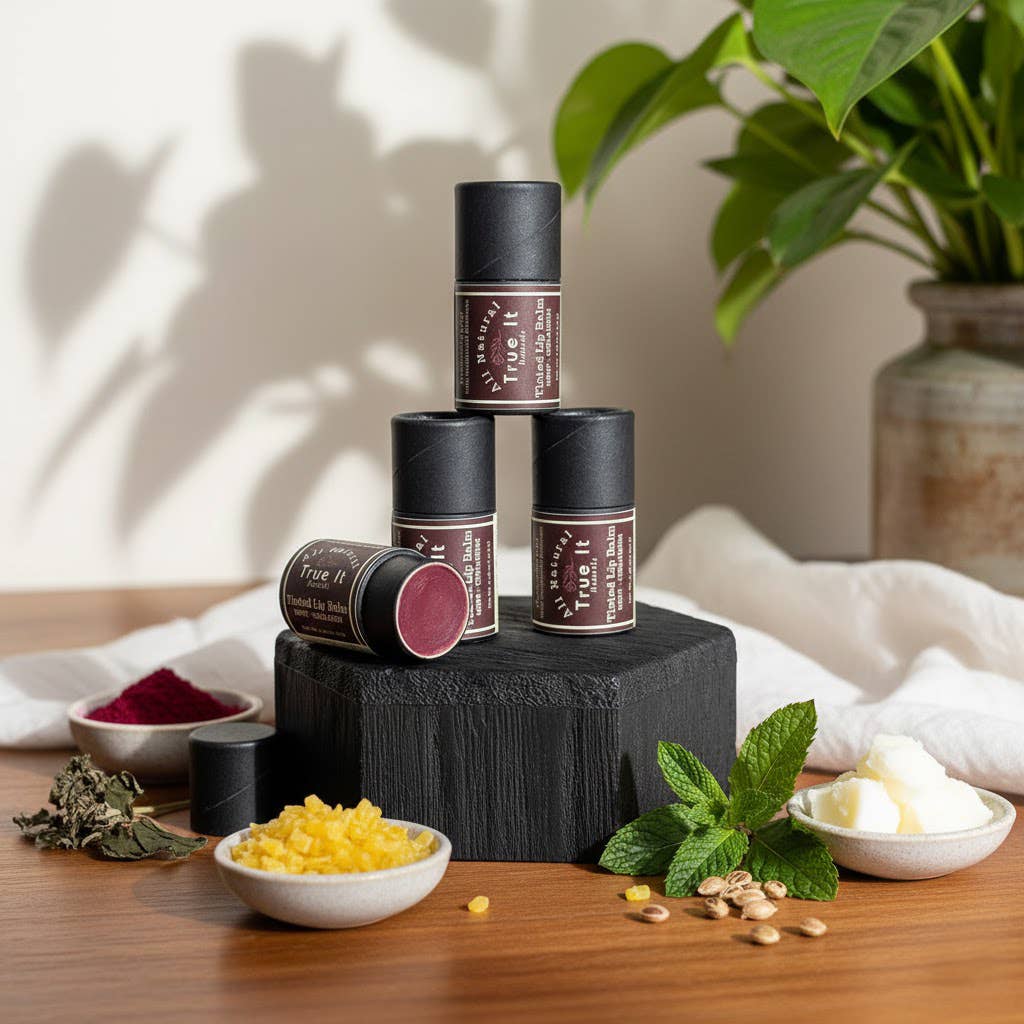 Naturally Tinted Geranium and Mint Lip Balm | Beeswax Tinted Lip Balm Tube