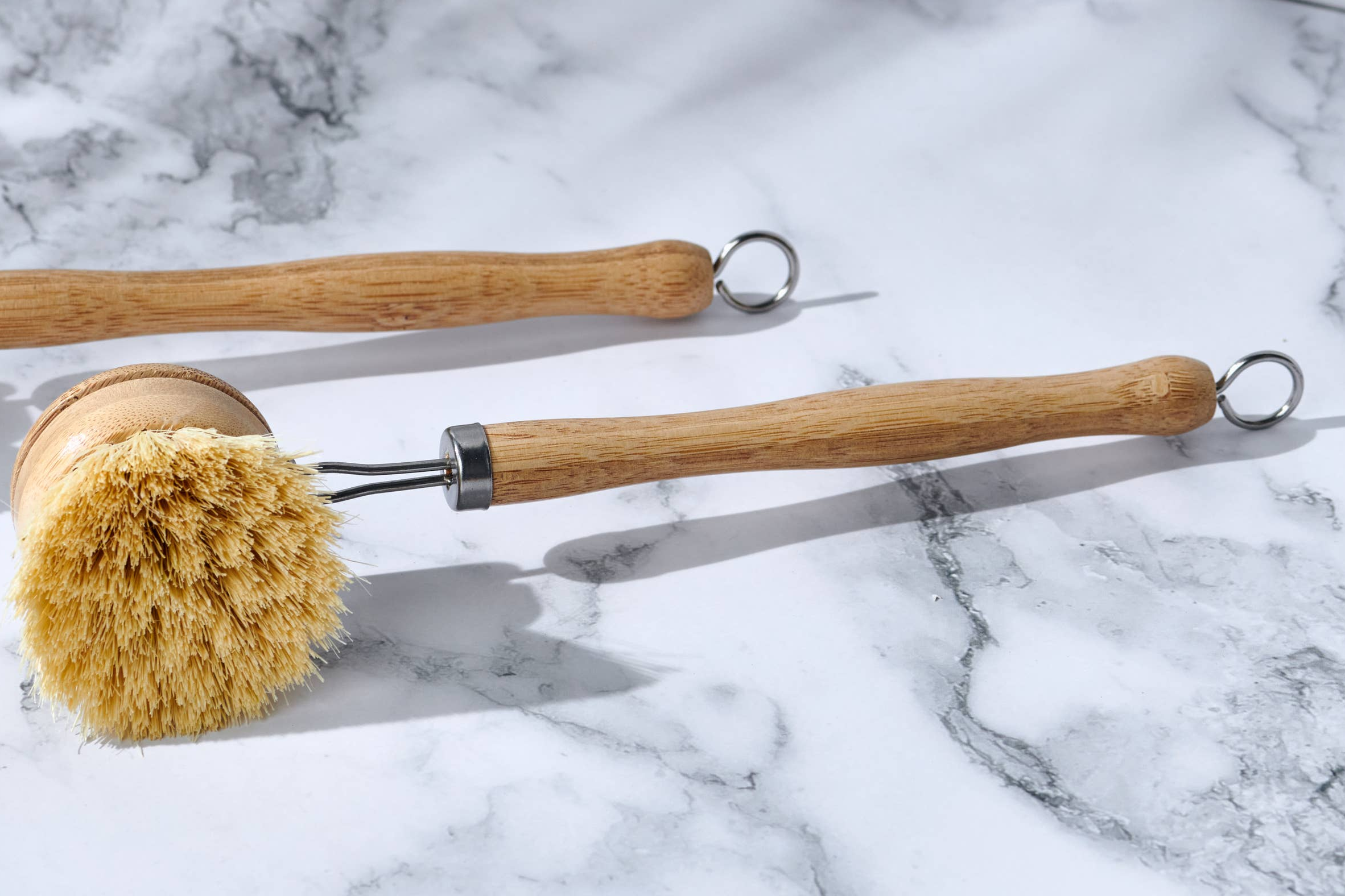 Long Handle Wood & Metal Dish Brush: Soft
