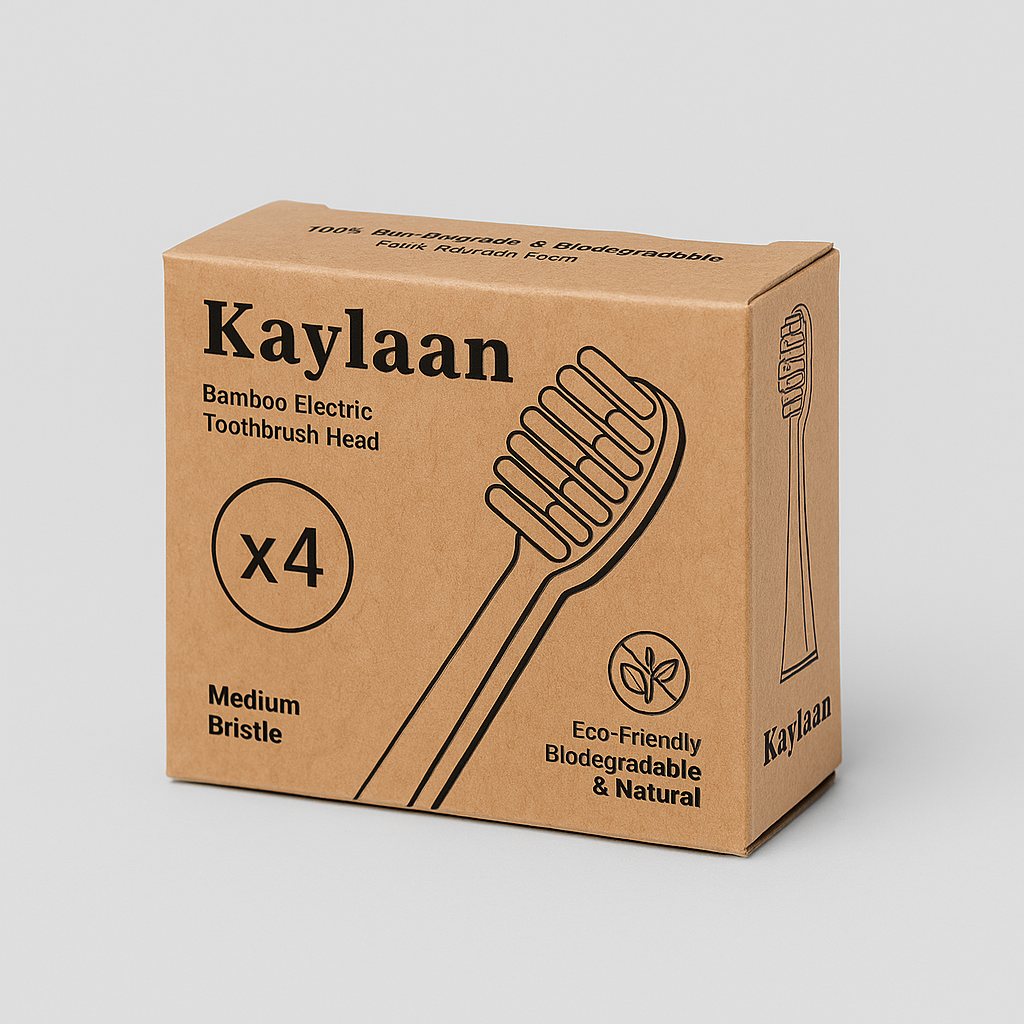 Kaylaan Electric Bamboo Toothbrush Compostable Replacement Heads - 4 count