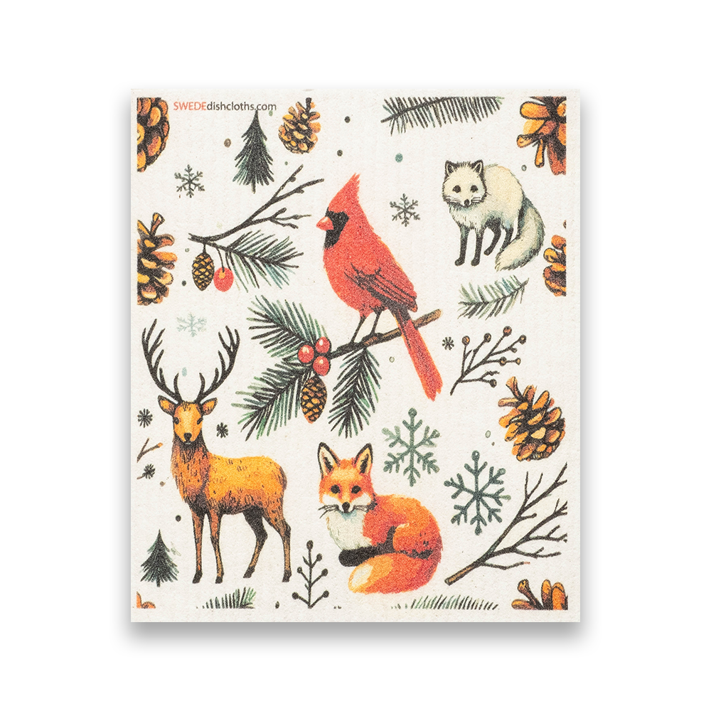 SWEDEdishcloths Christmas Cardinal with Animals