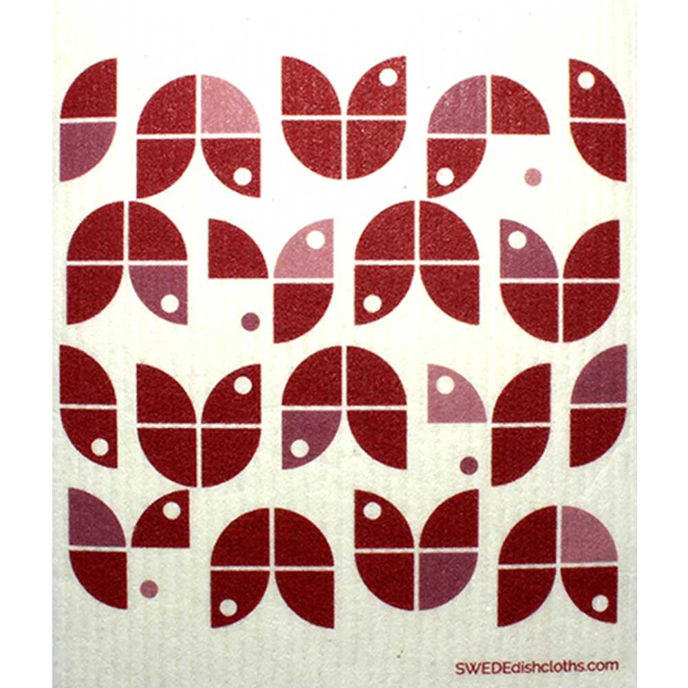 SWEDEdishcloths Geo Flowers Red on Natural