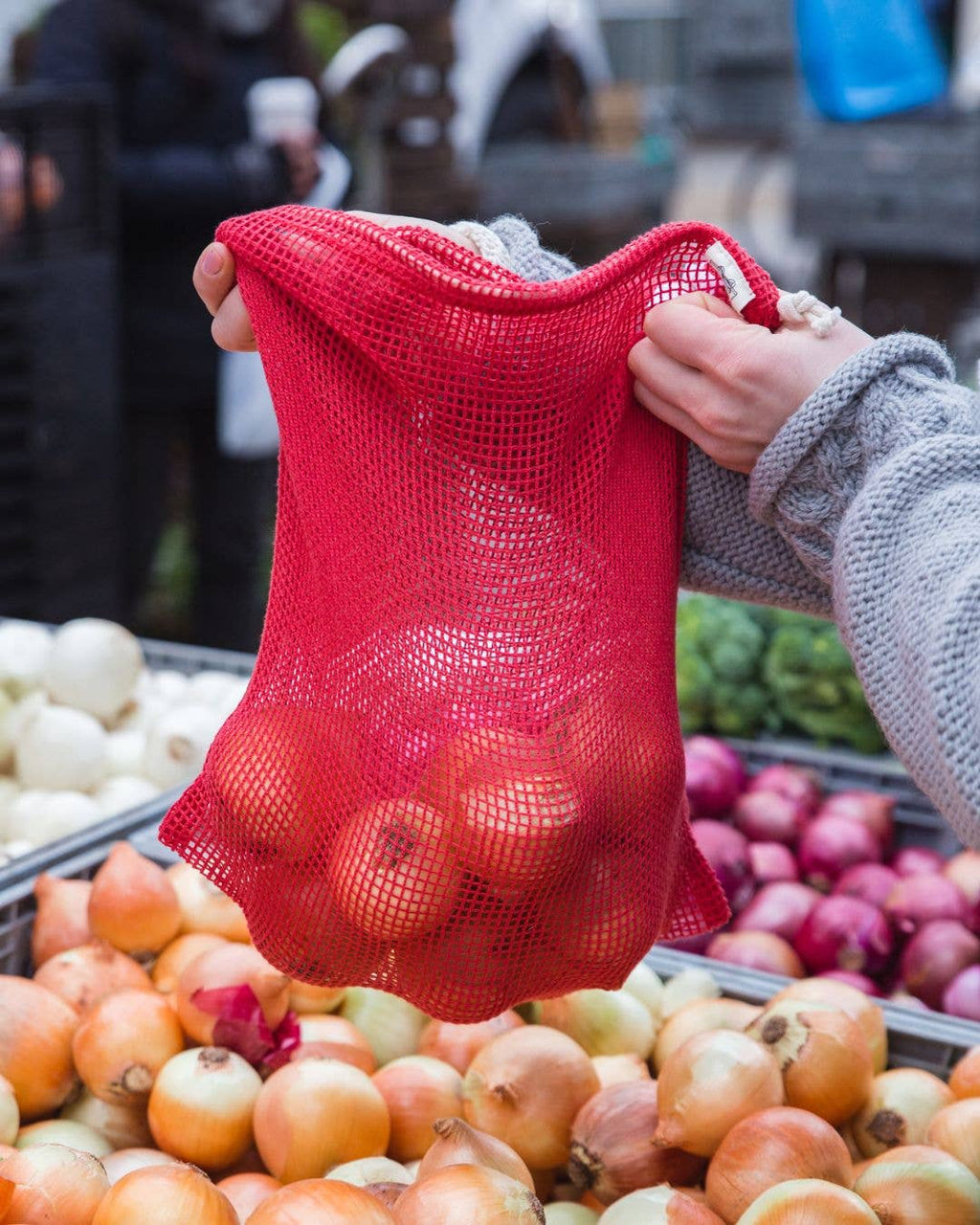 Organic Cotton Mesh Reusable Produce Bag - Chili / Large