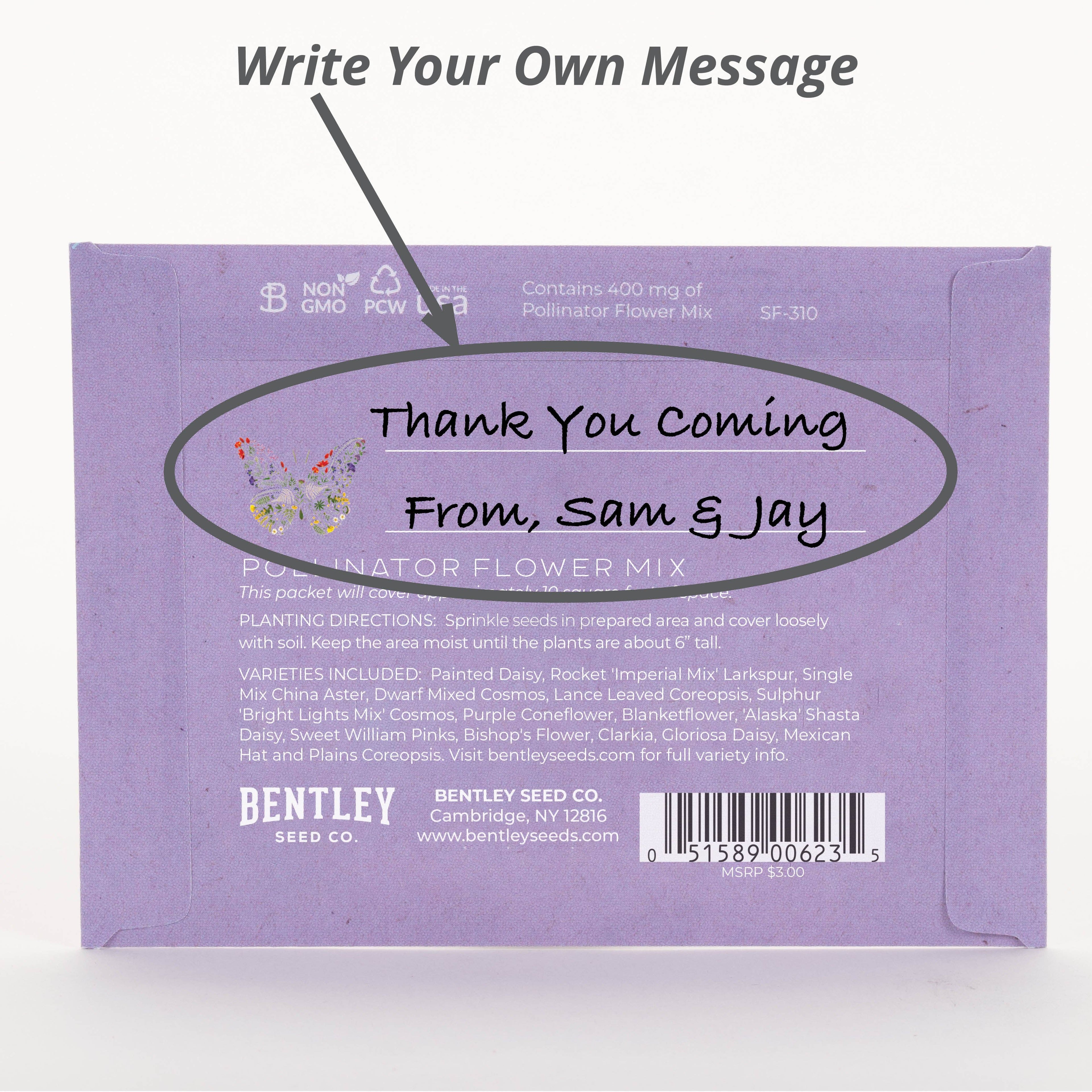 Thank You Butterfly Pollinator - Pollinator Flower Mix Seed Packets