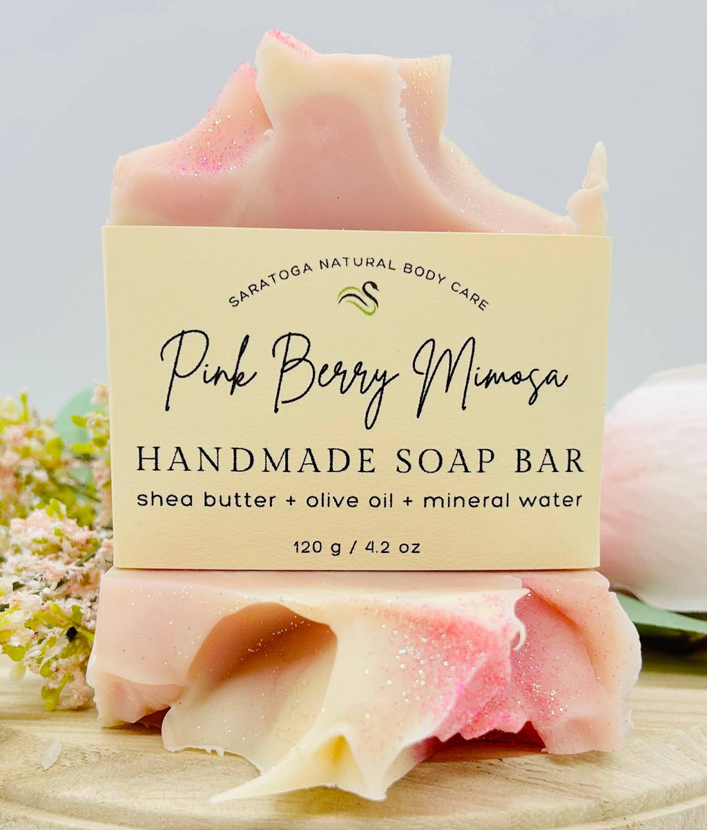 Saratoga Soap Pink Berry Mimosa Handmade Soap Bar VEGAN COLD PROCESS