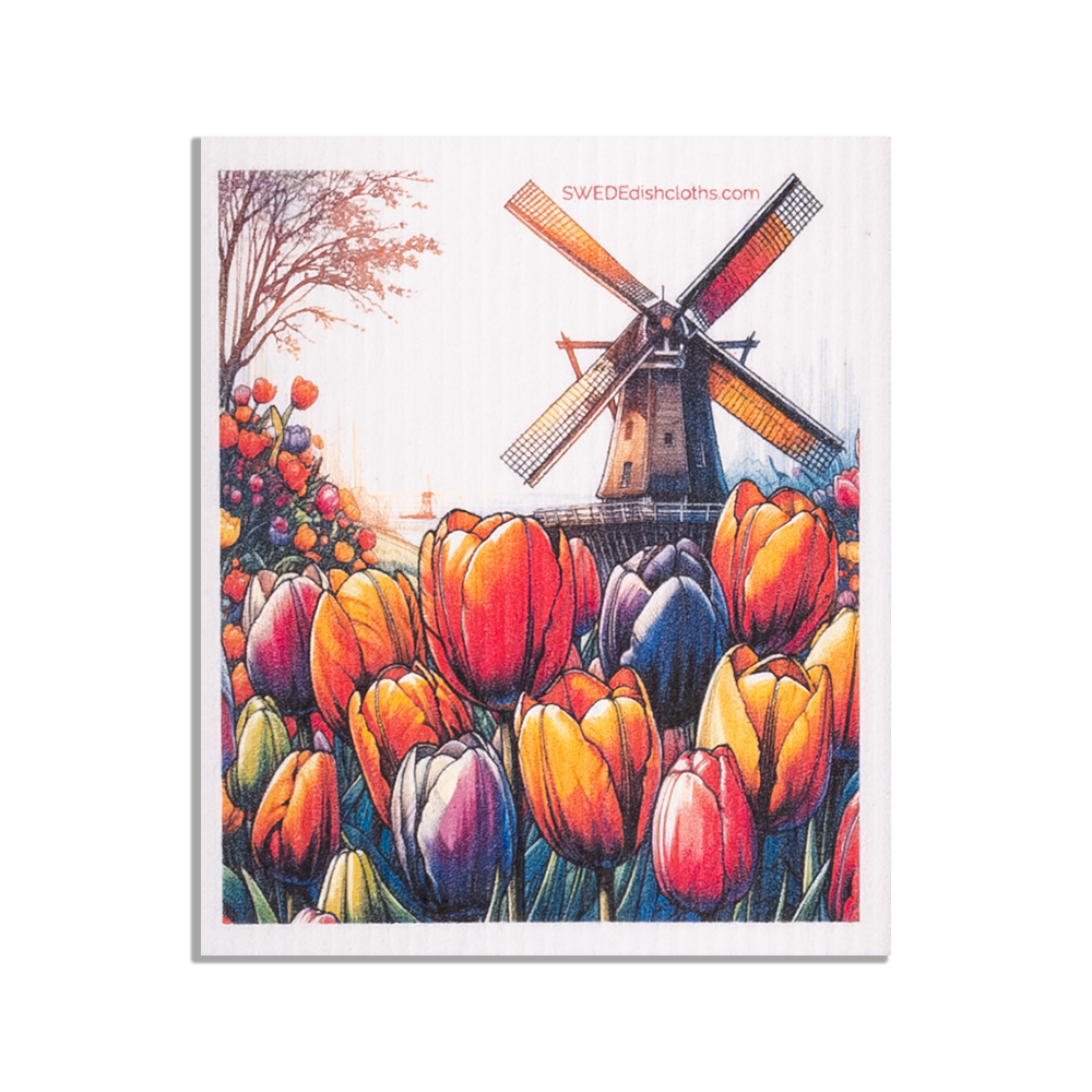 SWEDEdishcloths Tulips and Windmill