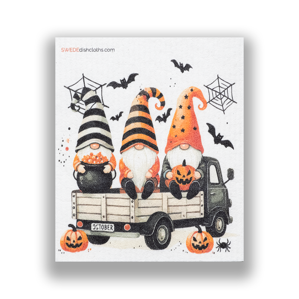 SWEDEdishcloths Halloween Gnomes with Pumpkins