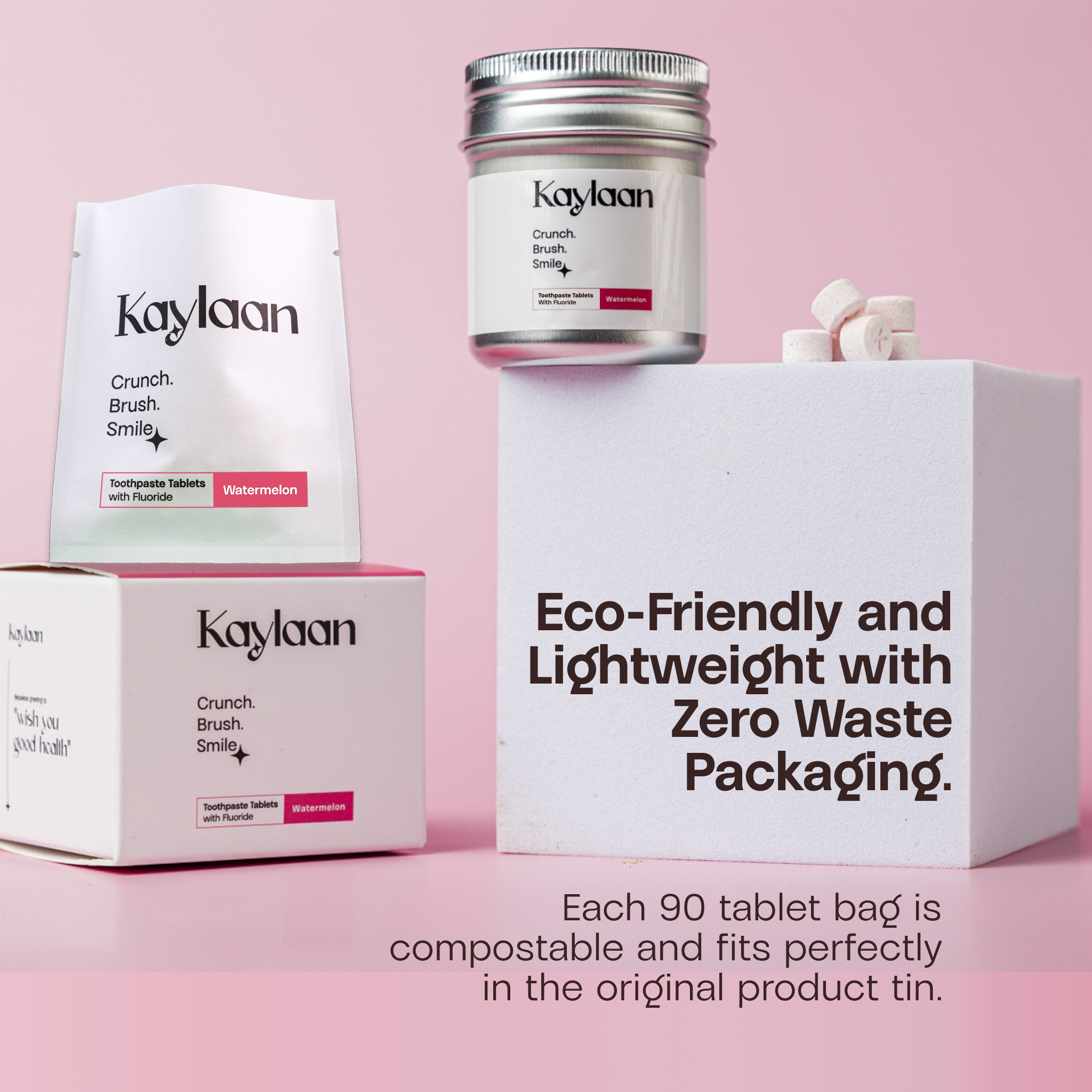 Kaylaan Watermelon Toothpaste Tablets Refill – With Fluoride