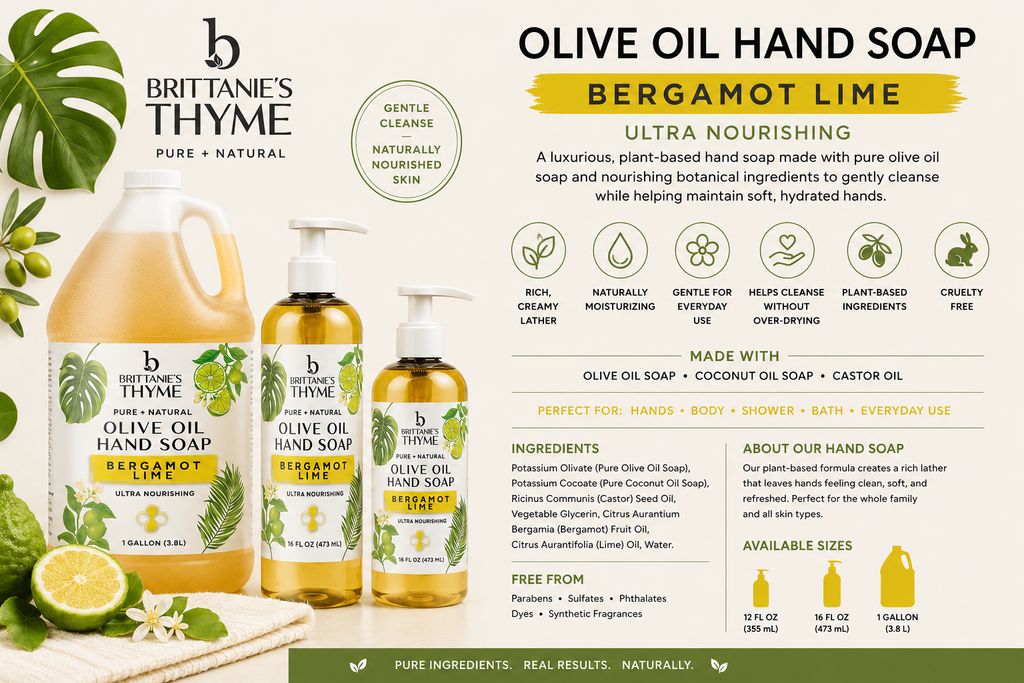 Bergamot Lime Olive Oil Hand Soap: 12oz
