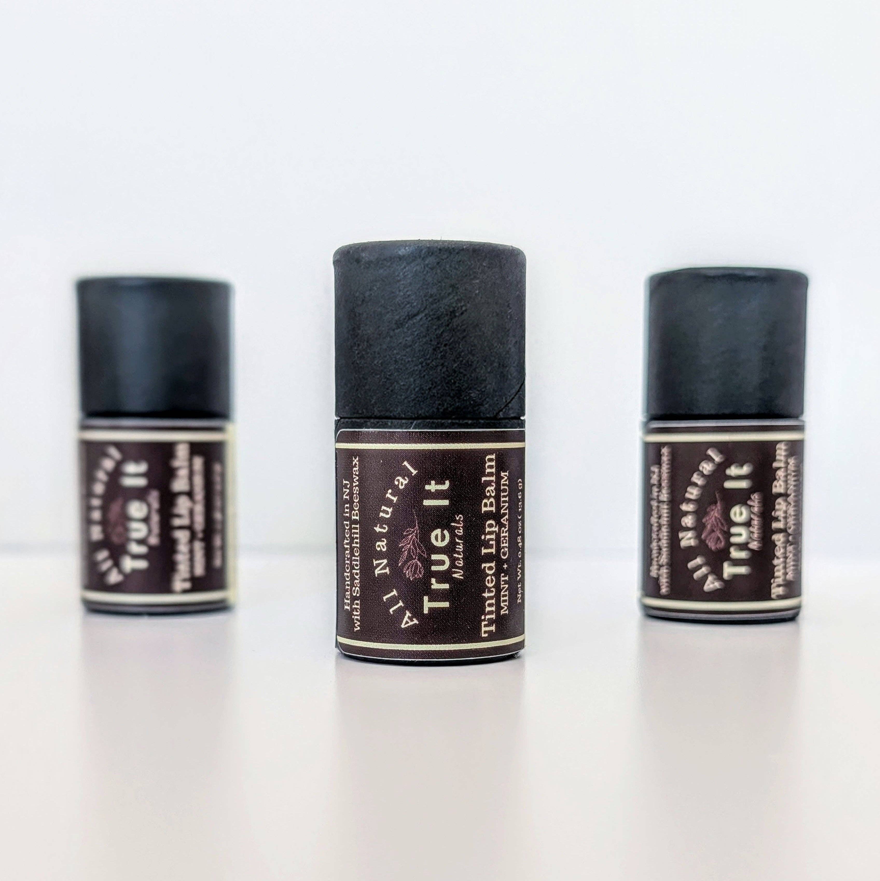 Naturally Tinted Geranium and Mint Lip Balm | Beeswax Tinted Lip Balm Tube