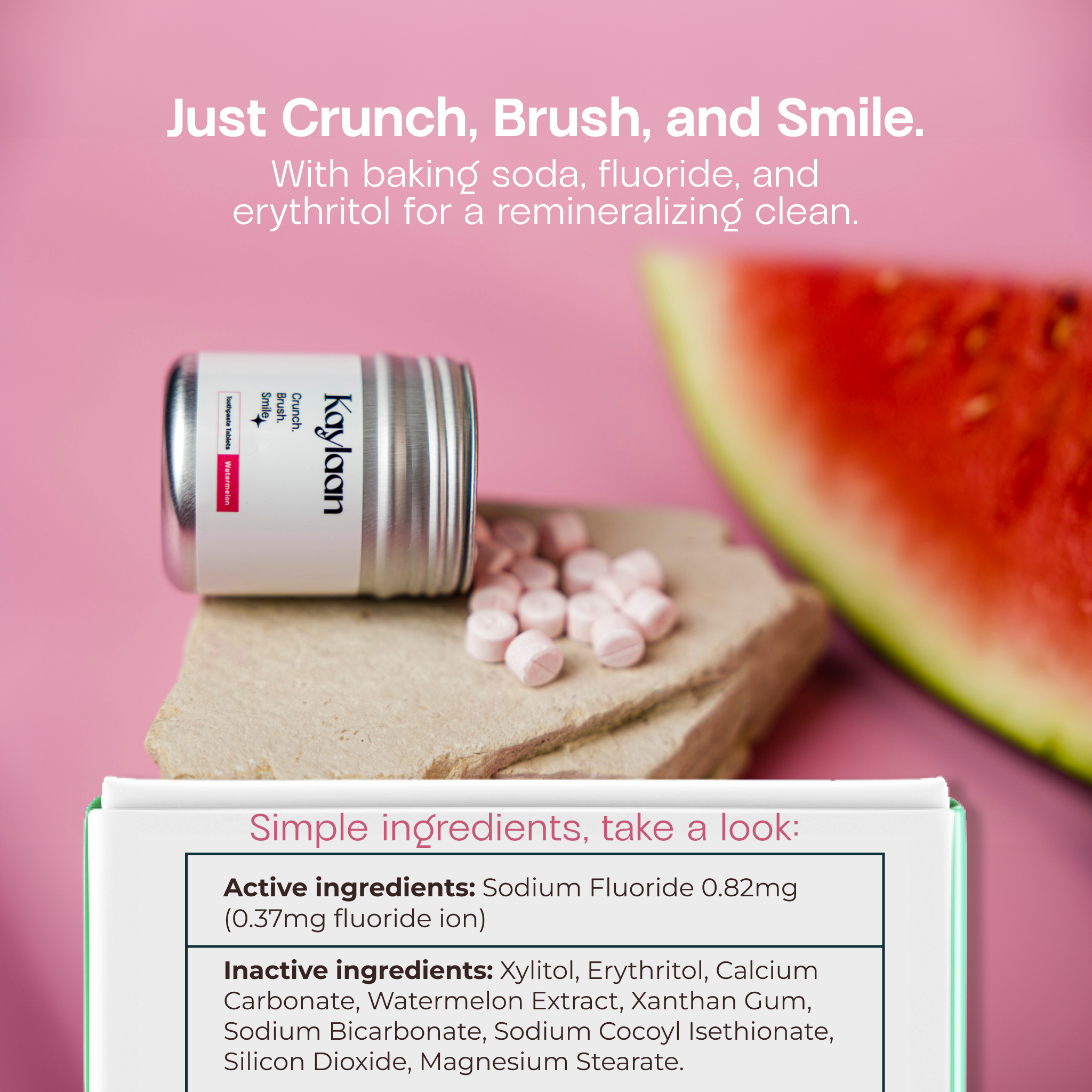 Kaylaan Watermelon Toothpaste Tablets Refill – With Fluoride