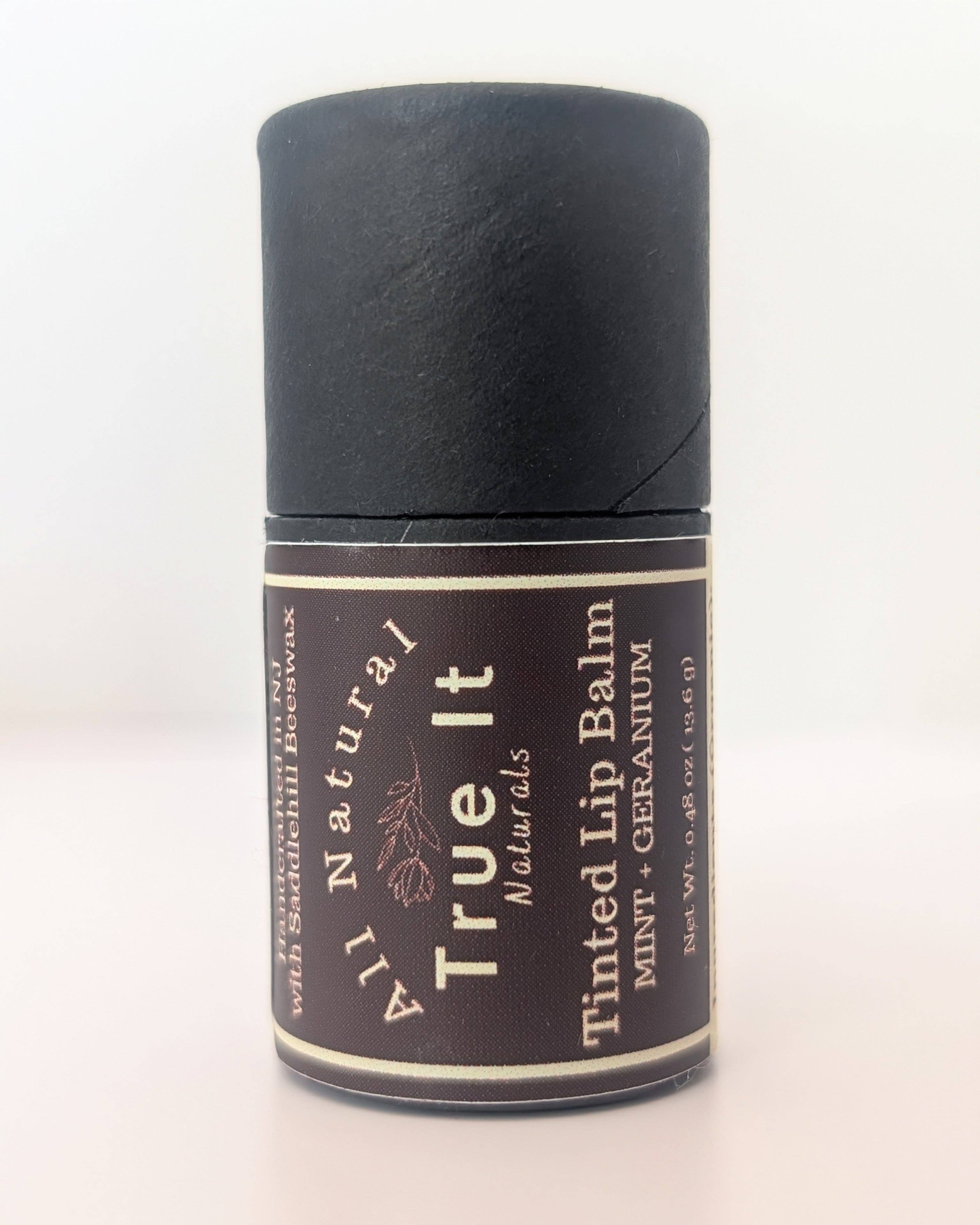 Naturally Tinted Geranium and Mint Lip Balm | Beeswax Tinted Lip Balm Tube