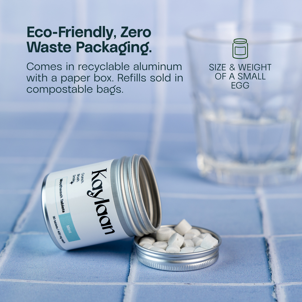 Kaylaan Mouthwash Tablets –Plastic-Free, Travel-Friendly Tin