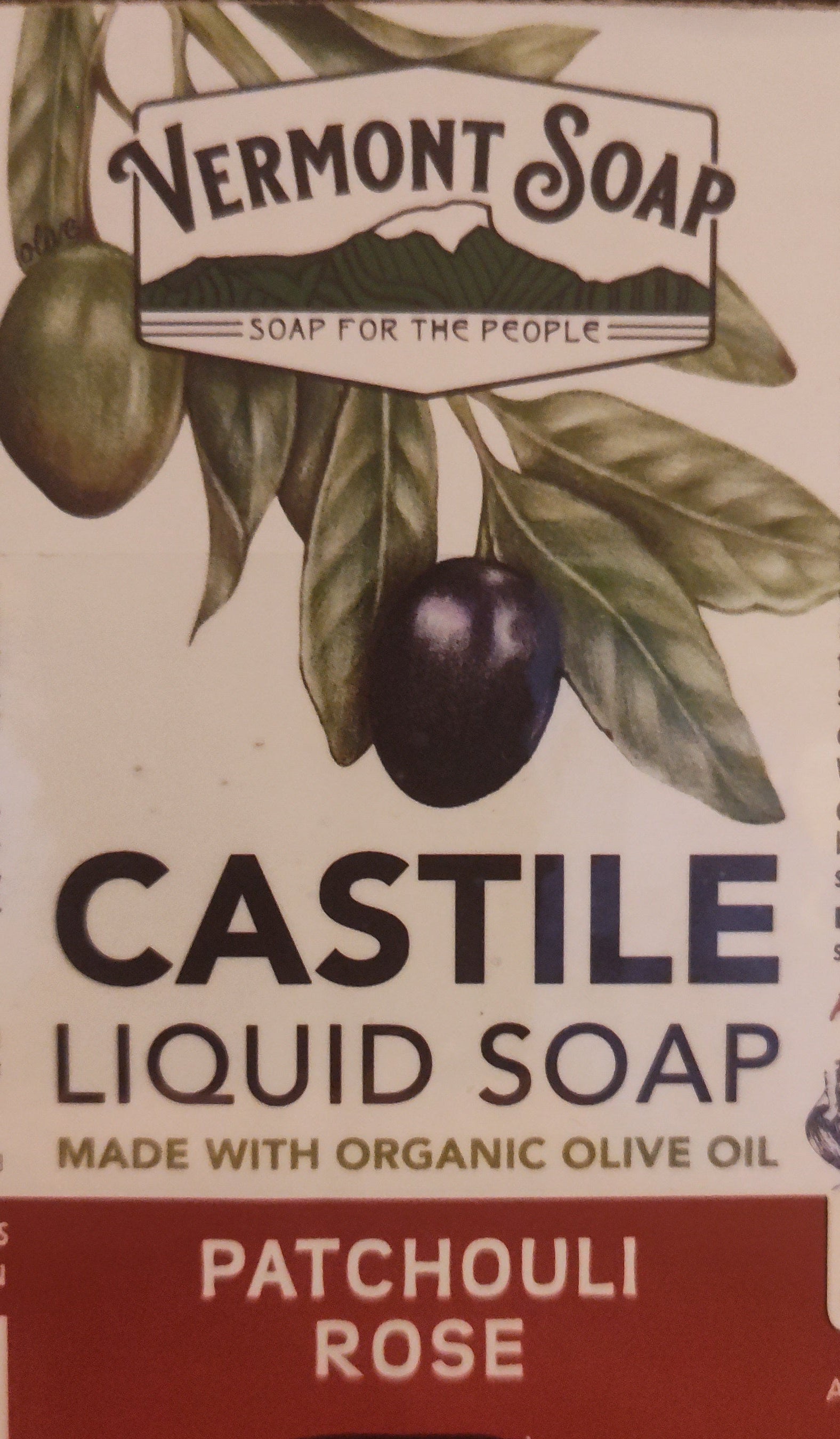 Castile Liquid Soap - Patchouli Rose - 8oz. in glass bottle
