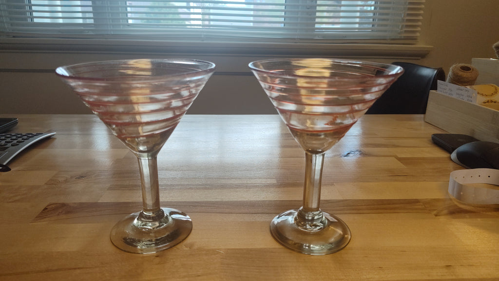 Orange Swirl Hand Blown Glass Martini Glass