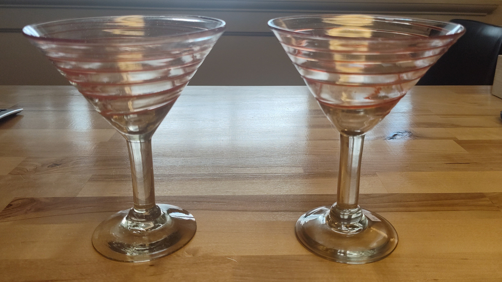 Orange Swirl Hand Blown Glass Martini Glass