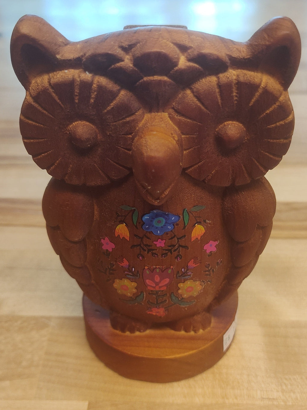 Natural Life Hand Carved Wood Owl Glasses Holder